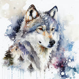 Fabric Panel 8x8 Winter Wolf 100% Cotton Quilt Square Block A98