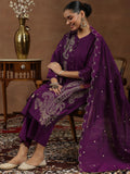 Libas Women'S Chanderi Silk Kurta Set (49466_Wine