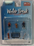 American Diorama Winter Break Diecast Set of 6 Pieces (2 Figurines and 4 Accessories) for 1/64 Scale Models