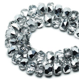 DIQIO 6mm Sparkle Rondelle Crystal Beads for Jewelry Making - Spacer Faceted Beads for Bracelets(93-97pcs, Translucent Silver)
