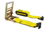Mytee Products 4 x 30' Ratchet Tie Down Straps w/Flat Hook Extreme, 6,670 Lbs WLL Tie Down for Flatbed Truck Trailer (1 - Pack)