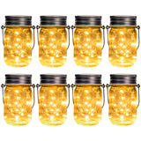 GIGALUMI Solar Mason Jar Lights, 8 Pack 30 Led String Fairy Lights Garden Lights Outdoor Waterproof Hanging Solar Lanterns for O