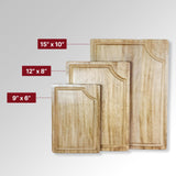 STORE INDYA Cutting Boards for Kitchen - Set of 3 Wooden Chopping Boards for Prep & Serving, Charcuterie, Butcher Block, Non Toxic Wood Cutting Boards – Large, Medium, Small – Gift Ready (Natural)