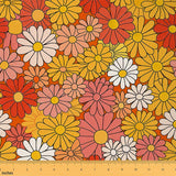 Feelyou Retro Hippie Flower Fabric by The Yard 10 Yards Kids 60S 70S Groovy Waterproof Outdoor Fabric for Boys Vintage Boho Plan