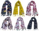 Fusfus WomenS Printed Chiffon Scarves And Stoles, Free Size(Multicolour, Fs1196) Pack Of 6A (Multicolor3)