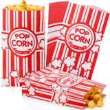 200 Pcs Paper Popcorn Bags Bulk 2 oz Large Flat Bottom Boxes Red and White Disposable Container Sleeve Movie Night Popcorn Bucke