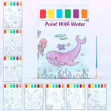 GLUN 8 Different 28x20cm Watercolour Painting Sheets for Kids, Ocean Animals Knowledge Theme Book with Painting Brush & Colour P