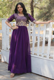 Wedani Georgette Embroidery Sequins-Work Anarkali Kurta Set For Women (In Alpha 2Xl Regular Purple),PURPLE,2XL,Georgette,Anarkali,Kurta