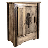 Montana Woodworks Homestead Collection Accent Cabinet With Laser Engraved Pine Design, Left Hinged, Stain & Clear, Stained & Cle