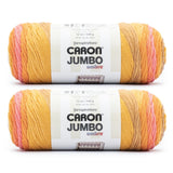 Caron Jumbo Ombre Sunset Yarn - 2 Pack of 12oz/340g - Acrylic - #4 Worsted (Medium) - 595 Yards - Knitting & Crochet