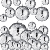 Sumind 25 Pcs Disco Balls Decor Disco Balls Silver Hanging Decorations Reflective Mirror Ball Wedding Dance and Music Festivals