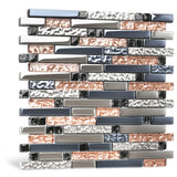 Blujellyfish Mosaic Tiles Crystal Glass Tile Rose Gold Interlocking Chrome Silver Black Ink Blue Mosaic Bath Kitchen Fireplace D