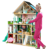 Delta Children Deluxe Maui Dollhouse - Large 4-Story Dollhouse with 12 Rooms Includes 50 Accessories - Working Elevator, Wave Sl