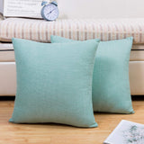 Jepeak 18x18 Inch Decorative Linen Throw Pillow Covers Pack of 2 Modern Solid Cushion Covers Farmhouse Spring Pillow Cases for Couch Sofa Bed, Light Teal