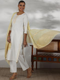 Libas Women'S Cotton Blend Kurta Set (27887_Off White