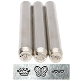 The Beadsmith Steel Design Stamps Metal Elements 3piece 5mm Whimsy Design Set 3.125 length with 0.25 stamp base M