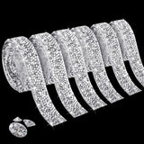 Tetutor 6 Rolls Self Adhesive Rhinestone Ribbons, Sliver Resin Rhinestone Strips, Diamond Crystal Rhinestone Ribbon Roll Sticker