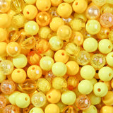 BERMRO 12mm Acrylic Beads 300pcs Yellow Focal Spacer Bead Chunk Bubblegum Beads for DIY Crafting Necklace Bracelet Jewelry Makin