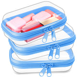 Hoolerry 3 Pcs Clear Hard Zipper Case Plastic Pouch Transparent Hard Case Clear Makeup Bag Portable Travel Organizer Bin for Cos