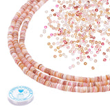 PH PandaHall 510-528pcs Natural Shell Disc Beads 5-6mm with 4.92 Yard Elastic Crystal Thread 1mm Beading String, Work with Clay