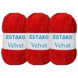 Estako Velvet (3- Skeins Pack) Chenille Blanket amigurumi Yarn for Crocheting and Knitting Super Bulky 3x100 gr (3x132 yds) (154