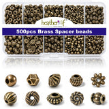 Heather's cf Brass Spacer Beads - 500pcs Durable Quality & Antique Style - Assorted Brass Bead Spacers for Bracelets, Necklaces