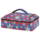 SyXIOP Insulated Casserole Carrier Bag Christmas Red and Blue Plaid White