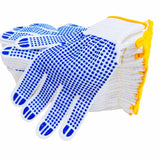 Qugzegx 12 Pairs Cotton Polyester Knitted Gloves, Grip Safety Work Gloves Anti-slip Dots Bulk Gloves For Painter Mechanic Wareho