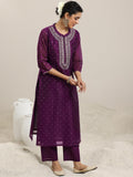 Libas Women'S Chanderi Silk Kurta Set (49430_Burgundy Burgundy L