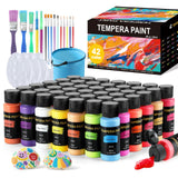 Washable Paint for Kids 42 Colors,Non-Toxic, Safe & Washable for Toddlers, Tempera Paint with Brushes, Palette & Bucket, School