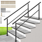 VIVOHOME 2-Pack Hand Rails for Outdoor Steps, Galvanized Steel Railing, Straight Round Exterior Hand Railing for Porch, Deck, or