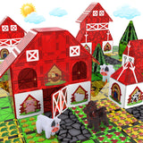 Magnetic Tiles Farm Animal Toy Set with Interactive Cow & Horse, Magnetic Building Blocks for Kids Ages 3-5 4-8 5-7, Magnet Tile
