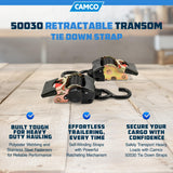 Camco Tie Down Straps 2 Width Retarctable 5.5' Bolt-On