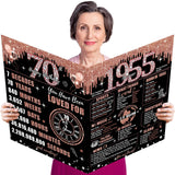 Uiorgui Large 70th Birthday Card for Women with Envelope, Black Rose Gold Happy 70th Birthday Guest Book Gifts Jumbo Seventy Gre