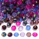 200PCS 8mm Crystal Glass Facted Round Beads for Jewelry Bracelet Making, Purple Series Briolette Glass Spacer Beads with Hole fo