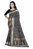 Sugathari Womens Banarasi Saree Pure Kanjivaram Silk Saree Soft New Ladies 2023 Design Wear Pattu Sarees Latest Party Sari Collections With Blouse Piece For Wedding Sadi (San Pari-182 Black)