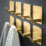 DELITON 8 Pack Gold Wall Hooks - Adhesive Towel Hooks for Bathrooms Kitchen Livingroom Garage, Heavy Duty Hook for Walls, No Dam