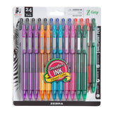 Zebra Pen ZGrip Retractable Ballpoint Pen, Medium Point, 1.0mm, Assorted Fashion Colors, 24pack