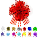 Allgala 12-PC 4 Inch Medium 3CM Organza Ribbon Pull Flower Bow for Gift Wrapping Baskets Wedding D cor - Red-GP90605