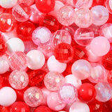 BERMRO 16mm Acrylic Beads 100pcs Valentine's Day Color Bubblegum Bead Pink&Red Focal Space Beadable Beads for for Bracelet Neckl