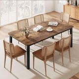 GarveeHome Industrial Dining Table for 6-8 People, 78.7 Inch Long Wooden Kitchen Table with Sturdy Metal Frame & Rustic Brown Fi