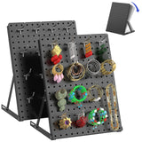 Hogurity 2 Pack Pegboard Display Stand, Sturdy Anti-tip Design,Small Peg Board Tabletop with 24 Hooks, Adjustable Metal Peg Boar