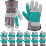 Ferrochef 12 Pairs Leather Work Gloves Bulk for Men Women Heavy Duty Leather Yard Gardening Gloves with Reinforced Palms Safety