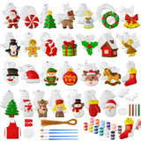 TecUnite 28 Pcs Ceramic to Paint Christmas Ornament Crafts Adults Unpainted DIY Ceramic Figurines Decorate and Paint Your Own Or