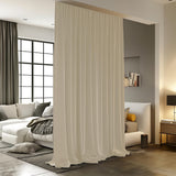 Room Divider Curtains for Ceiling Track Rod, Blackout Ceiling Track Curtains with Hooks Noise Reduction Privacy Curtain for Wall Ceiling Mount Track, 4.3 ft Wide x 8 ft Tall, Cream Beige, 1 Panel