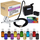 MASTER Airbrush CAKE DECORATING SYSTEM, Precision DualAction Gravity Feed Airbrush Set with Mini Air Compressor Plus 12 Americo