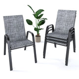 CHINNLUU Outdoor Patio Chairs Set of 4 Stackable Dining Chairs All-Weather Textilene Furniture Set for Pool Deck, Backyard, Gard