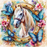 RICUVED Horse Diamond Art Kits for Adults, Butterfly Diamond Painting Kits for Beginners, Animal DIY 5D Full Round Drill Gem Cry