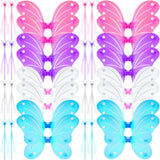 24 Sets Fairy Wings Butterfly Angel Costume Butterfly Wings for Girls Colorful Fairy Wands for Kid Dress up Party Halloween Role