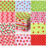 Hahafelt 10 Pcs Strawberry Quilting Fabric 18 x 22 Inch Strawberry Precut Fabric Squares Quilted Multi Color Floral Printed Patc